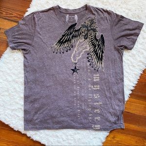 Y2K Style Carbon Black Cross Rosary Wings T-Shirt